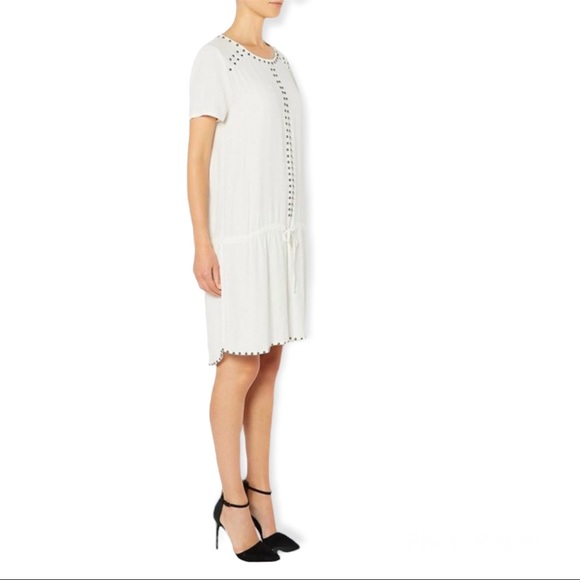 NWOT Witchery Australia White Dress with Gunmetal Embellishment - Picture 3 of 10